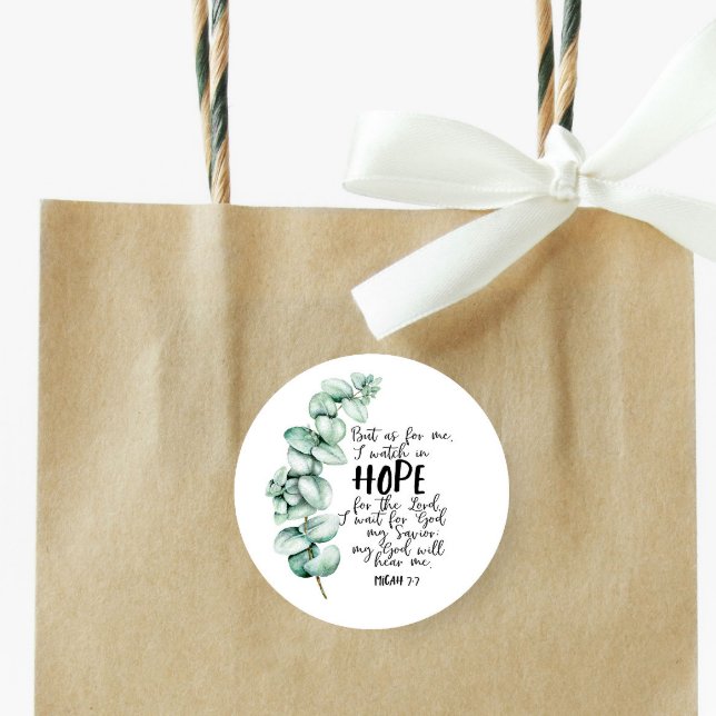 Adesivo Redondo Bíblia Verse Hope - Vinheta Redonda Eucalyptus (Criador carregado)