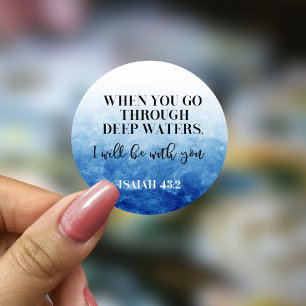 Adesivo Redondo Bíblia Verse Isaiah Blue Round Sticker