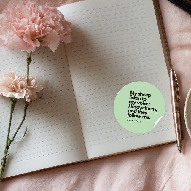 Adesivo Redondo Bíblias: Minhas ovelhas ouvem minha voz (Criador carregado)