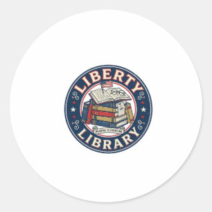 Adesivo Redondo Biblioteca da Liberdade Patriótica Leitura da Bibl