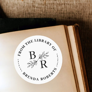 Adesivo Redondo Biblioteca de Iniciais Botânicas Redondas Clássica