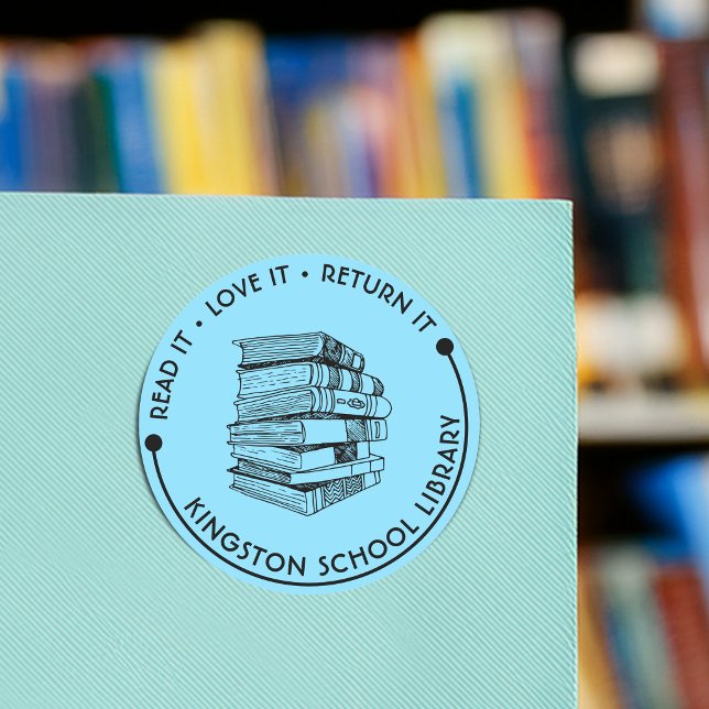 Adesivo Redondo Biblioteca Escolar Leia Ame Devolva Customize (School Library Read It Love it Return It Customize Classic Round Sticker)