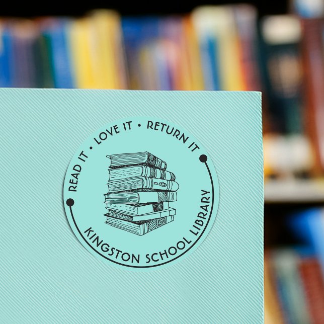 Adesivo Redondo Biblioteca Escolar Leia Ame Devolva Customize (School Library Read It Love it Return It Customize Classic Round Sticker)