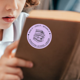 Adesivo Redondo Biblioteca Escolar Leia Ame Devolva Personalize
