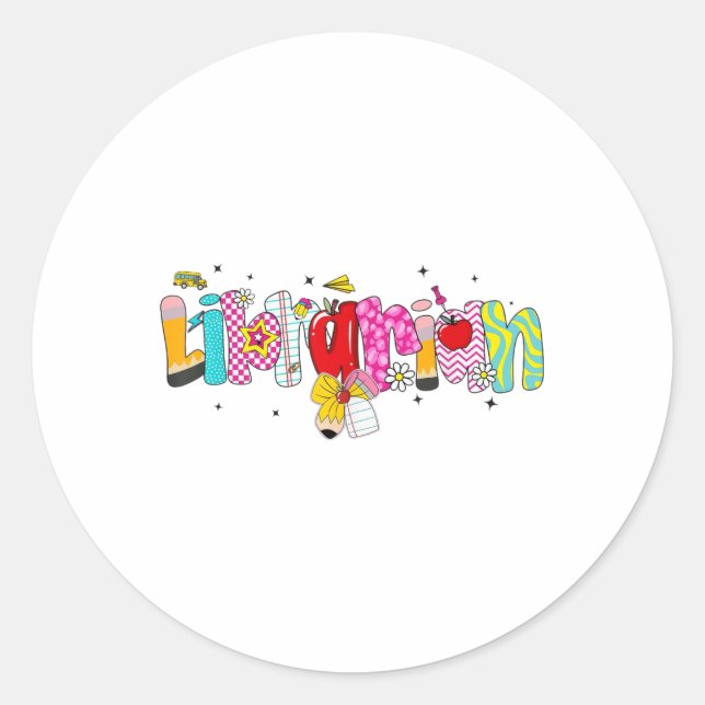 Adesivo Redondo Bibliotecário do Arco de Lápis de Coquette De Volt (Frente)