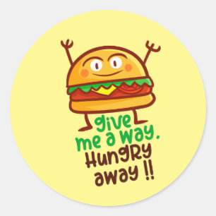 Adesivo Redondo Bicho de Burger Round, Fome Fresco, Gelado