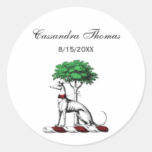 Adesivo Redondo Bicho De Greyhound Com Emblem De Crest Heráldico 