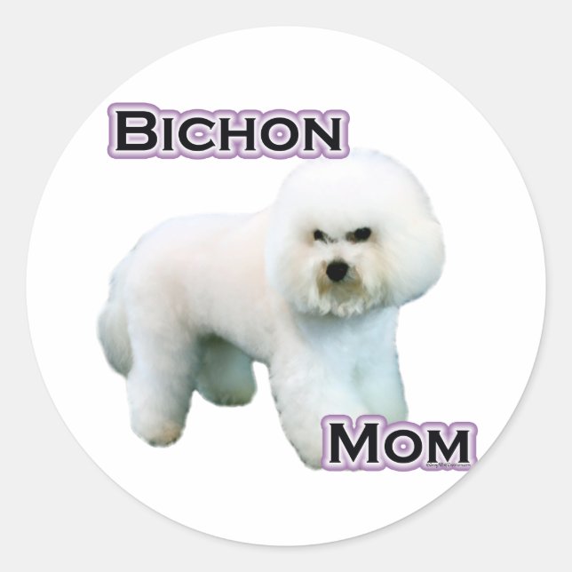 Adesivo Redondo Bichon Frise Mãe 4 - Sticker (Frente)