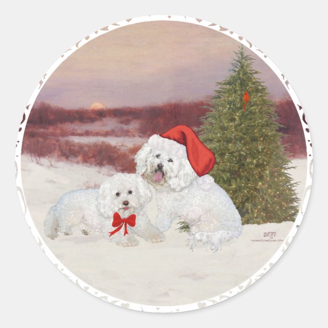 Adesivo Redondo Bichon Frise Natal (Frente)