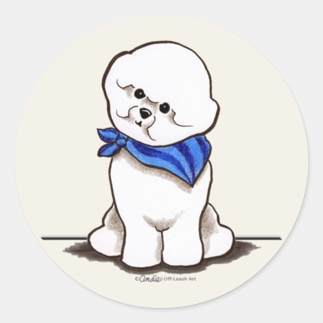 Adesivo Redondo Bichon Frise Sailor Boy Blue (Frente)