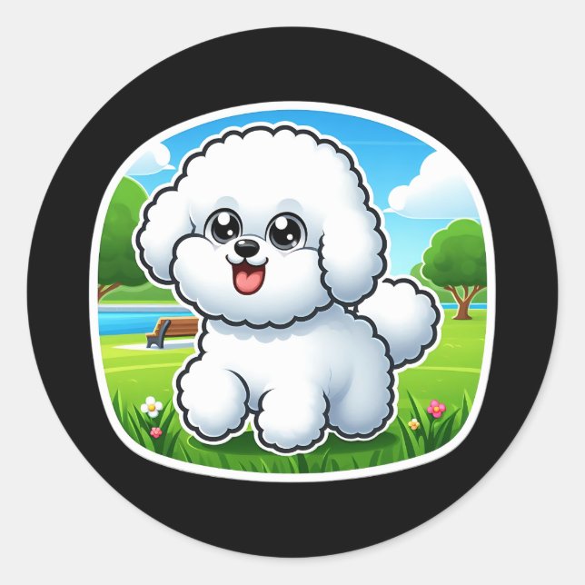 Adesivo Redondo Bichon Frise Sticker (Frente)