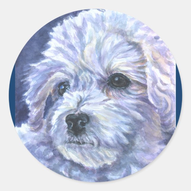 Adesivo Redondo Bichon Frise Stickers (Frente)