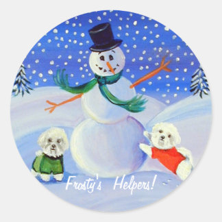 Adesivo Redondo Bichon Frise Stickers