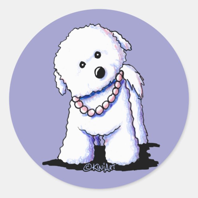 Adesivo Redondo Bichon In Pearls Stickers (Frente)