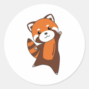 Adesivo Redondo Bichos De Panda Vermelha Para Crianças Kawaii