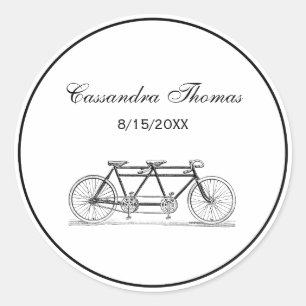 Adesivo Redondo Bicicleta Antiga Construída Para Dois / Bicicleta 