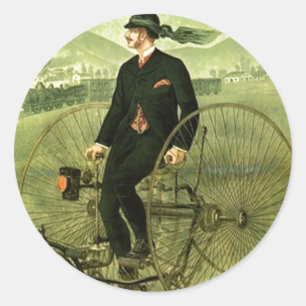 Adesivo Redondo Bicicleta antiga da propaganda do triciclo da
