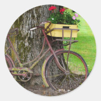 Bicicleta Antiquada Antiga com Flower Basket