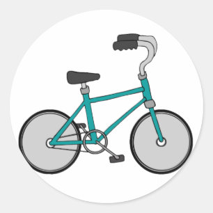 Adesivo Redondo Bicicleta Azul Simples Retro