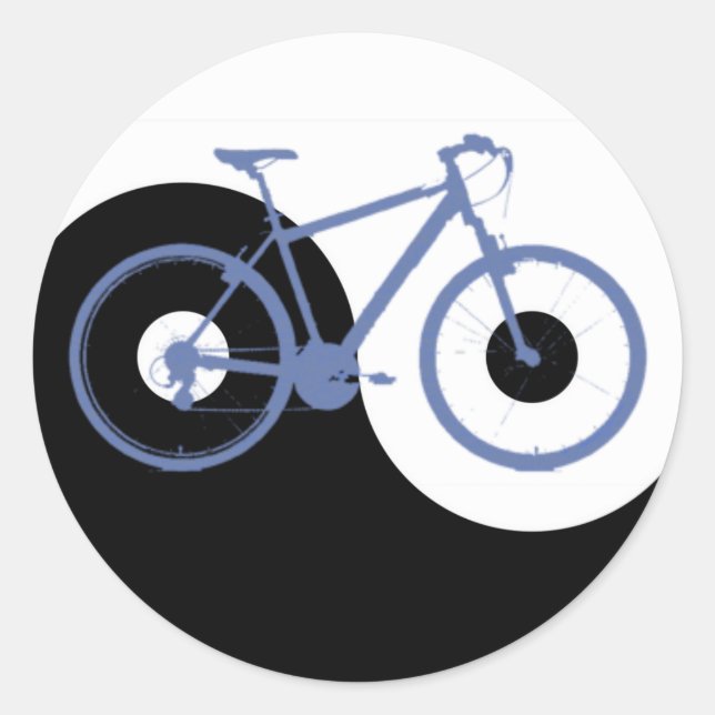 Adesivo Redondo Bicicleta azul Yin Yang (Frente)