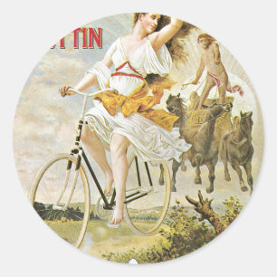 Adesivo Redondo Bicicleta bonito do vintage da equitação da meni