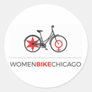 Adesivo Redondo Bicicleta Chicago das mulheres - Etapa-Através da