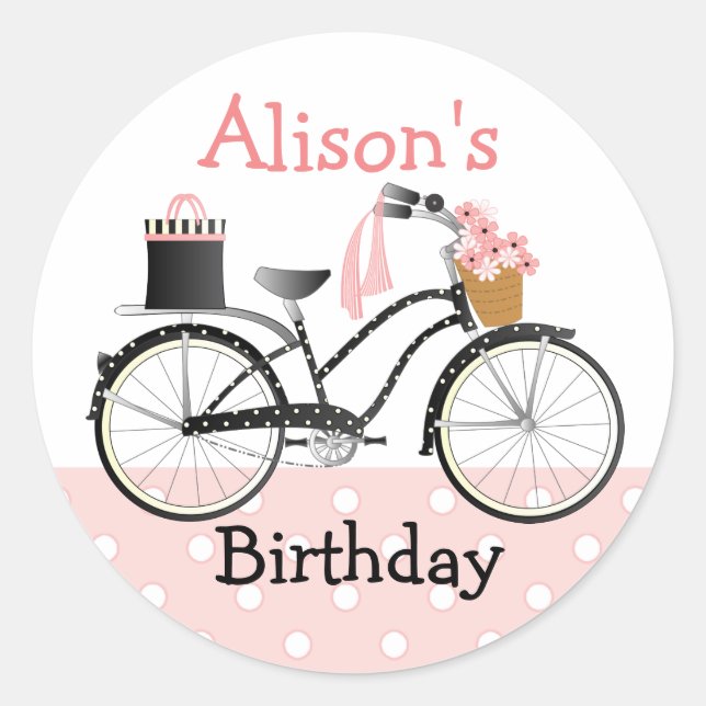 Adesivo Redondo Bicicleta de bolinhas (Frente)