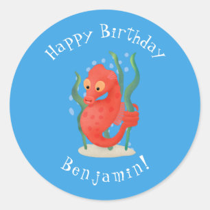 Adesivo Redondo Bicicleta de cavalo marinho