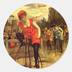 Adesivo Redondo Bicicleta de competência Biking elegante do
