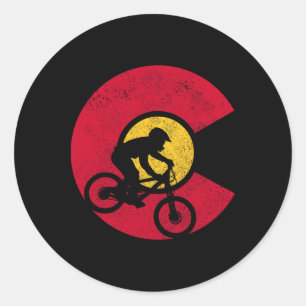 Adesivo Redondo Bicicleta de Montanha Colorado Bandeira Mtb Ciclis