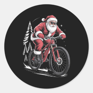 Adesivo Redondo Bicicleta de montanha de Papai Noel Árvores de Nat