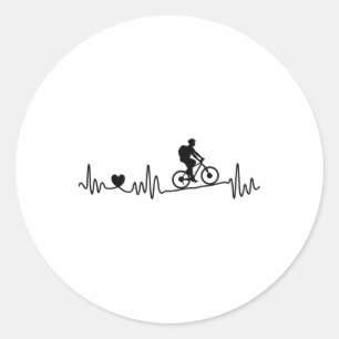Adesivo Redondo Bicicleta de Montanha Mtb Coração Latejante Eu Amo