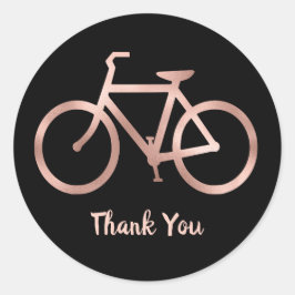 Adesivo Redondo Bicicleta de Ouro Preto e Rosa Obrigado