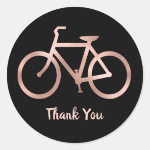 Adesivo Redondo Bicicleta de Ouro Preto e Rosa Obrigado