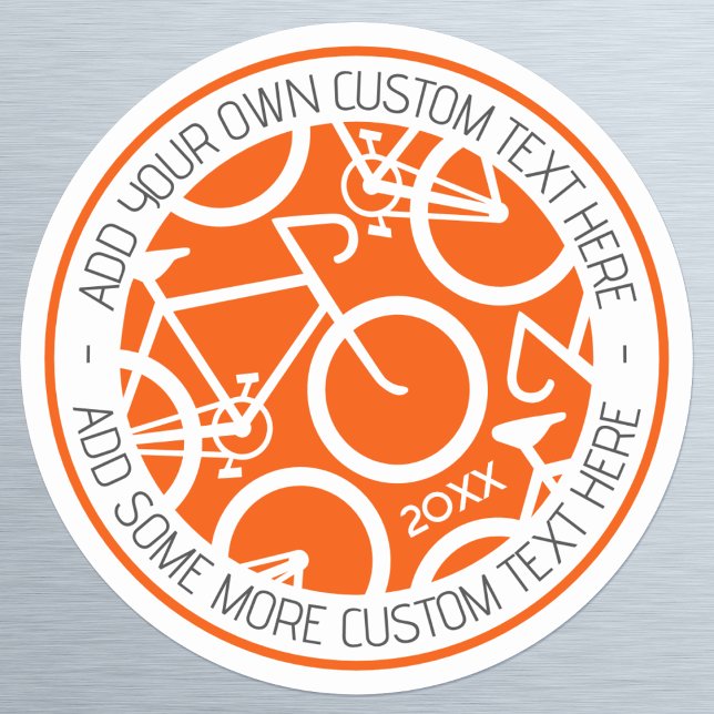 Adesivo Redondo Bicicleta de Texto Personalizada Laranja (Criador carregado)