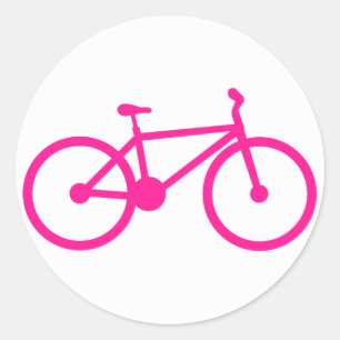 Adesivo Redondo Bicicleta do rosa quente; bicicleta