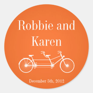 Adesivo Redondo Bicicleta Dupla Laranja Quimológica de 6 - 3"
