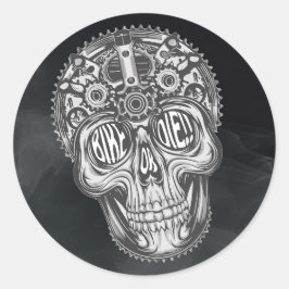 Adesivo Redondo Bicicleta ou Morra! Design de crânio