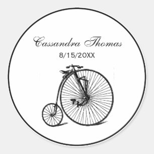 Adesivo Redondo Bicicleta Penny Farthing Velocípede Vintage