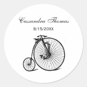 Adesivo Redondo Bicicleta Penny Farthing Velocípede Vintage