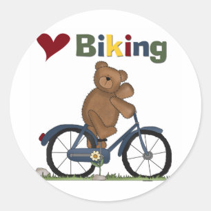 Adesivo Redondo Bicicleta que azul eu amo Biking o camiseta e os