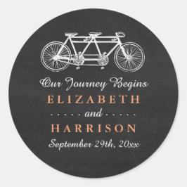 Adesivo Redondo Bicicleta Tandem No Favor De Casamento De Chalkboa