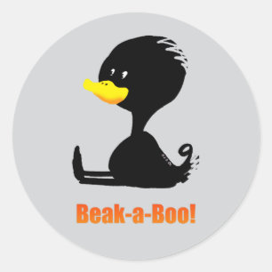 Adesivo Redondo Bico-a-Bico! Pato de desenho animado fofo com troc