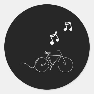 Adesivo Redondo Bicycle Line Art with Music Funny Unisex Design