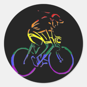 Adesivo Redondo Bicyclist do orgulho de GLBT