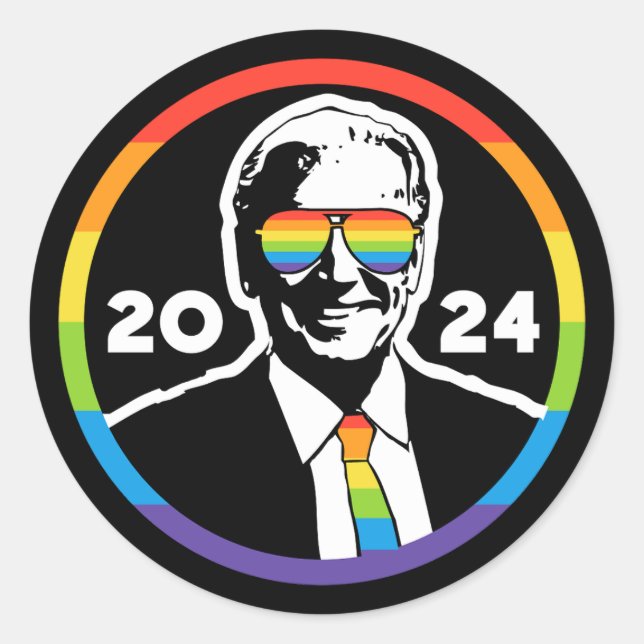 Adesivo Redondo Biden 2024 Orgulho LGBT (Frente)