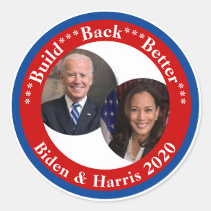 Adesivo Redondo Biden e Harris - reconstruam melhor 2020