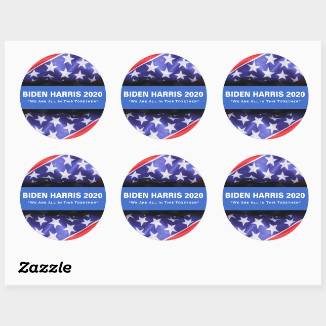 Adesivo Redondo BIDEN HARRIS 2020 USA Flag Round Stickers (Folha)