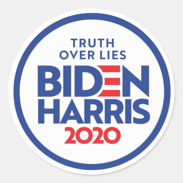 Adesivo Redondo BIDEN HARRIS 2020: Verdade Sobre Mentiras (Frente)