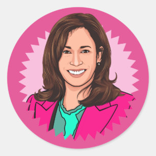 Adesivo Redondo Biden Harris 2024 a rosa